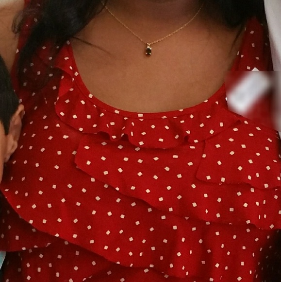 Red and white square poka dot blouse - Picture 5 of 5